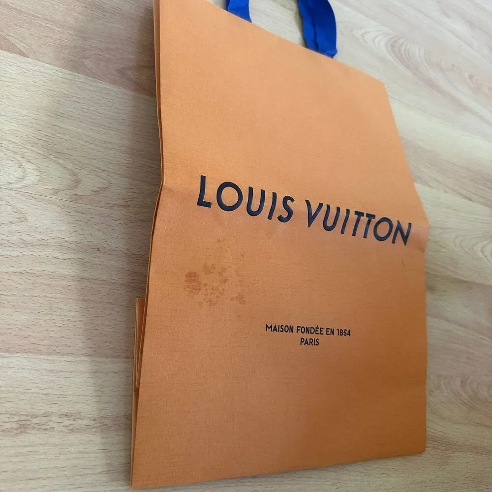 LV Louis Vuitton Paper Shopping Bag - med orange, 14